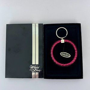 Large Whiting & Davis Red Mesh Round Key Ring - NIB